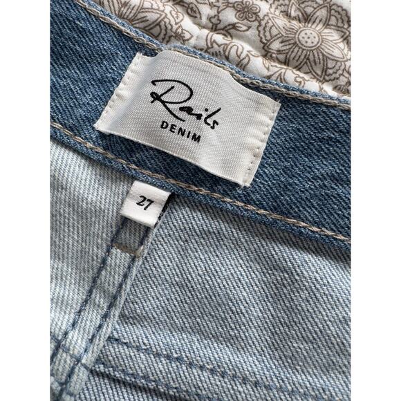 Rails The Getty Crop Patchwork Light Indigo Blue Jeans Size 27 - Picture 4 of 9